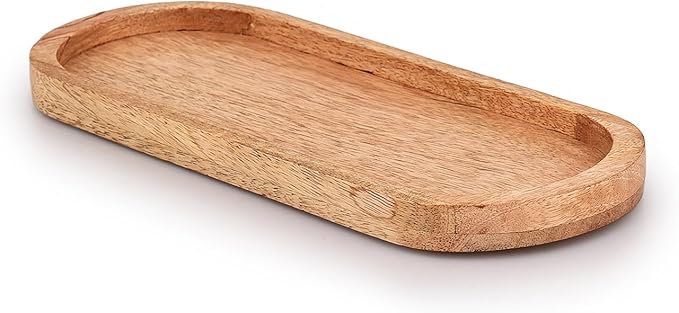 Mango Oval Wood Tray Set of 3 Perfect for Food Holder/BBQ, Serve Cheese, Sushi, Holiday Snacks, and More. (12" x 5" x 0.75")