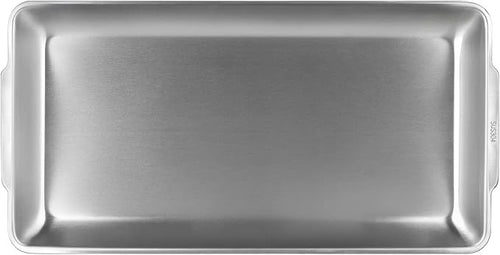 3 Pcs 304 Stainless Steel Serving Platters, 12.6" Rectangle Dinner Plates, Brushed Nickel Organizer Tray for Camping, BBQ, Party, Buffet, Appetizer or Decorations
