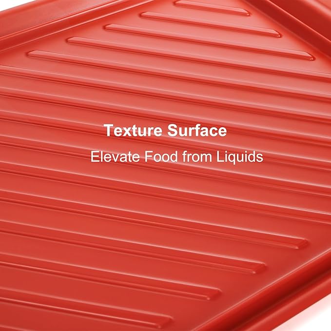 2 Pack Grilling Prep and Serve Trays, Melamine Serving Trays for Food, BBQ Platters for Cooked and Raw Meat, Outdoor, Party, Everyday Use, Dishwasher Safe, 17" L x 10.5" W, Black and Red