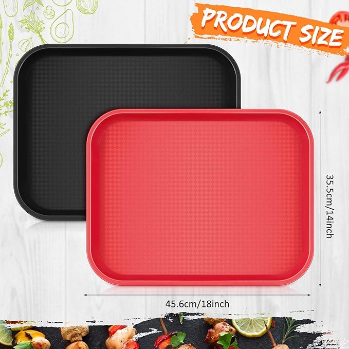 Set of 2 Large Grilling Prep and Serve Trays 18 x 14 Inch BBQ Platters Black Red Trays for Serving Food Raw and Cooked Food Grill Carry System BBQ Accessories Gift for Men