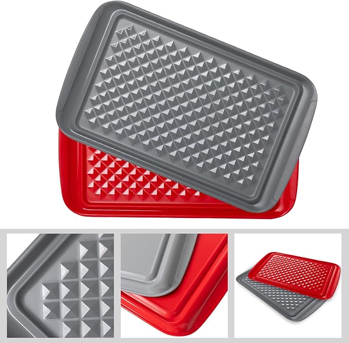 Grilling Prep and Serve Trays, BBQ Tray for Raw and Cooked Food, Serving Platter/Tray for Food, Set of 2, Great Gift for Father's Day and BBQ Lovers,Perfect for Everyday Use