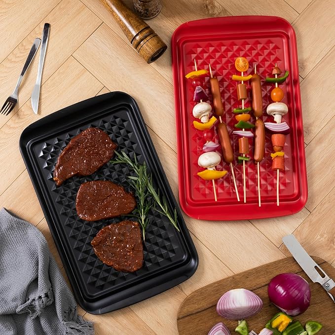 Grilling Prep and Serve Trays, BBQ Serving Platter, Melamine Serving Trays for Food, Set of 2, Great Gift for Father's Day, BBQ Lovers, Prefect for Chrismas Festival and Everyday use