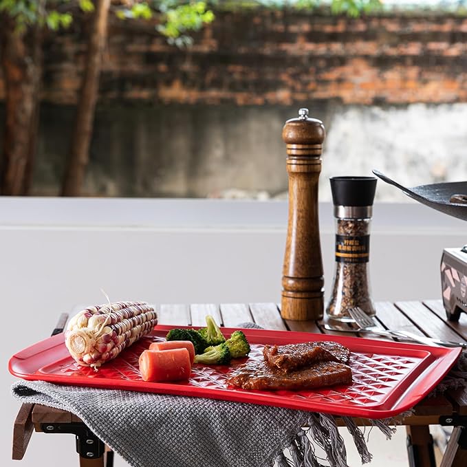 Grilling Prep and Serve Trays, BBQ Serving Platter, Melamine Serving Trays for Food, Set of 2, Great Gift for Father's Day, BBQ Lovers, Prefect for Chrismas Festival and Everyday use